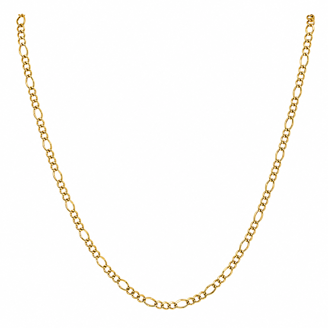 Unisex Cadena Figaro. Eslabon 3y1 - 3 mm - 60 cm - Oro 10k Collar para Dama y Caballero REALZA JOYAS (Copia)