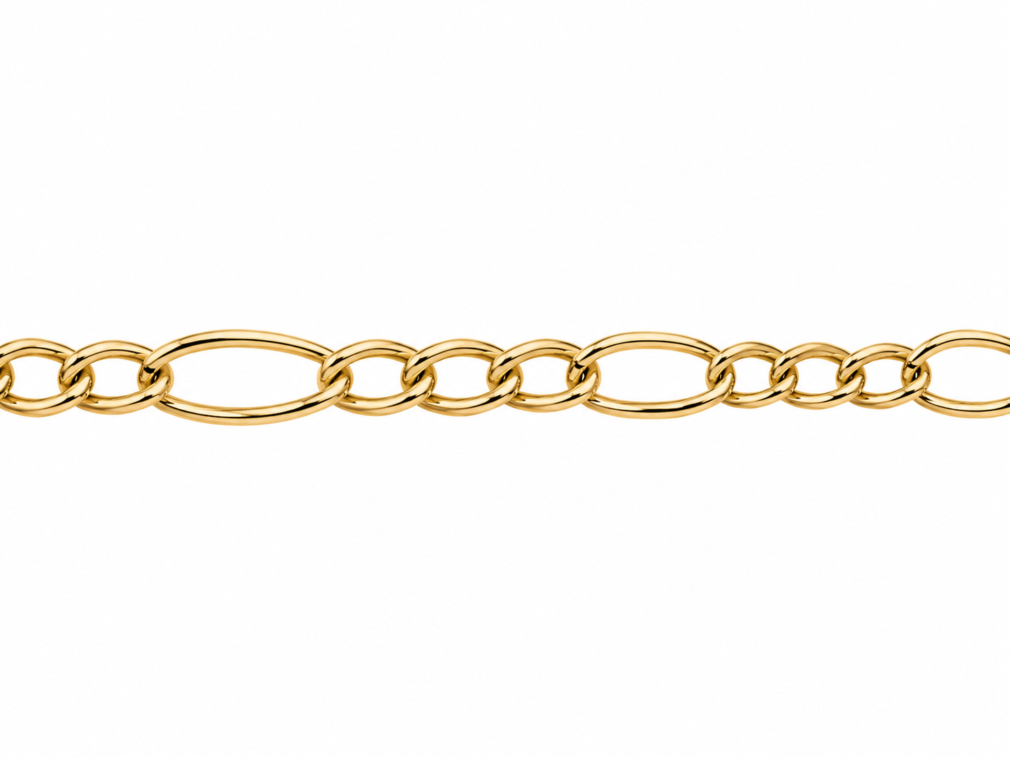 Unisex Cadena Figaro. Eslabon 3y1 - 3 mm - 50 cm - Oro 10k Collar para Dama y Caballero REALZA JOYAS