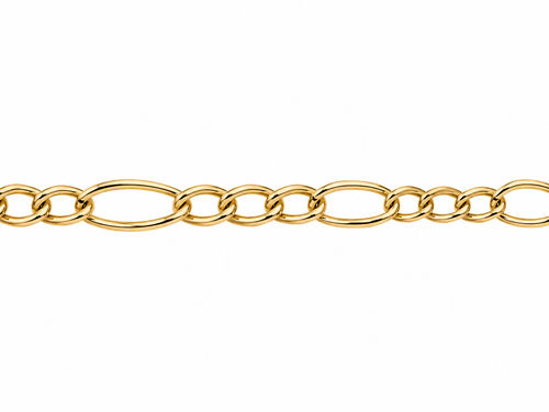 Unisex Cadena Figaro. Eslabon 3y1 - 3 mm - 50 cm - Oro 10k Collar para Dama y Caballero REALZA JOYAS
