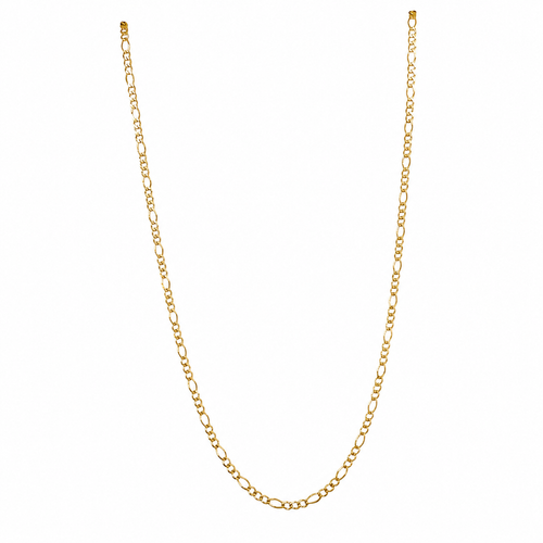 Unisex Cadena Figaro. Eslabon 3y1 - 3.8 mm - 50 cm - Oro 10k Collar para Dama y Caballero REALZA JOYAS