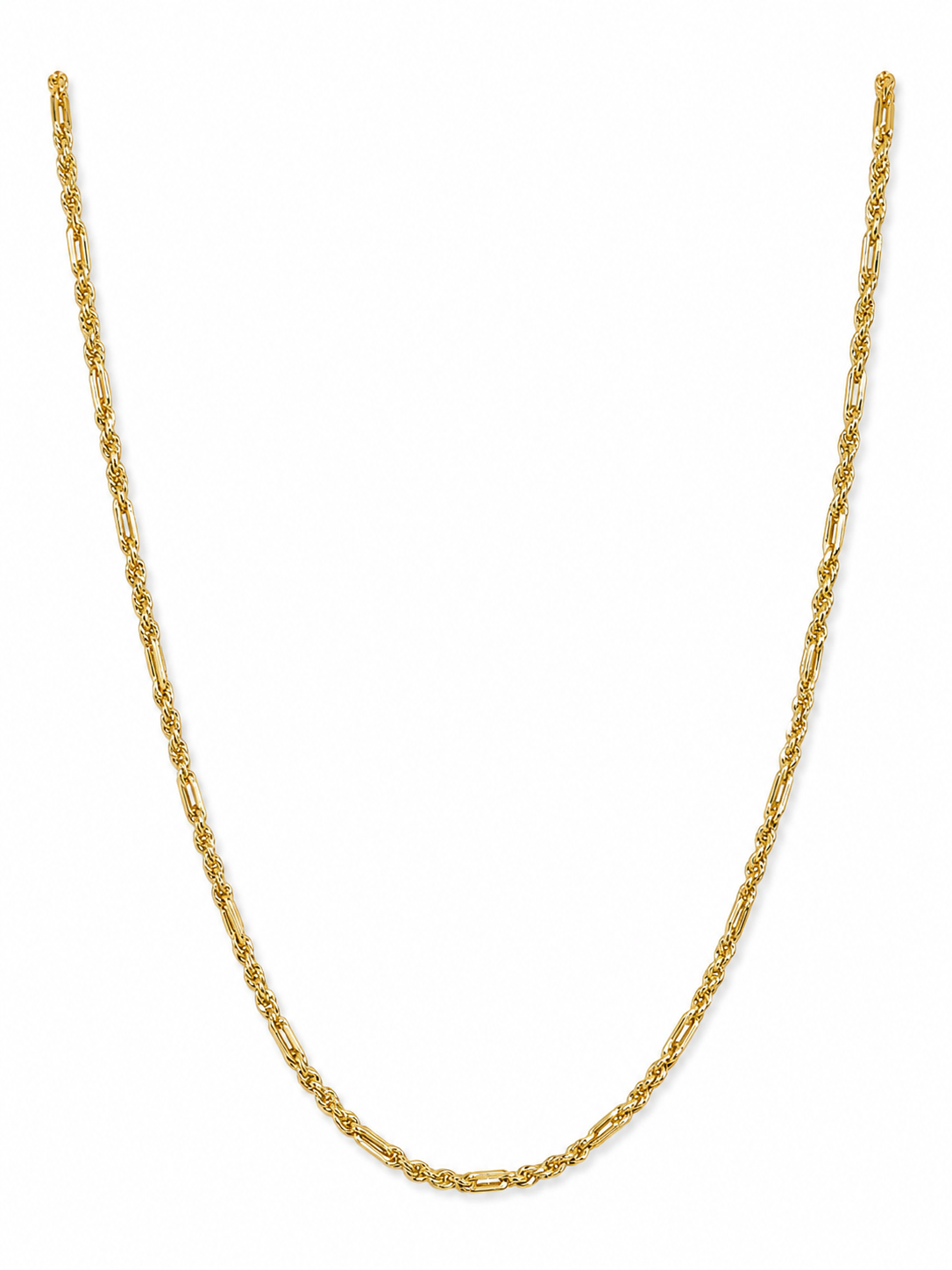 Unisex Cadena Torzal Figaro - 1.9 mm - 55 cm - Oro 10k Collar para Dama y Caballero REALZA JOYAS