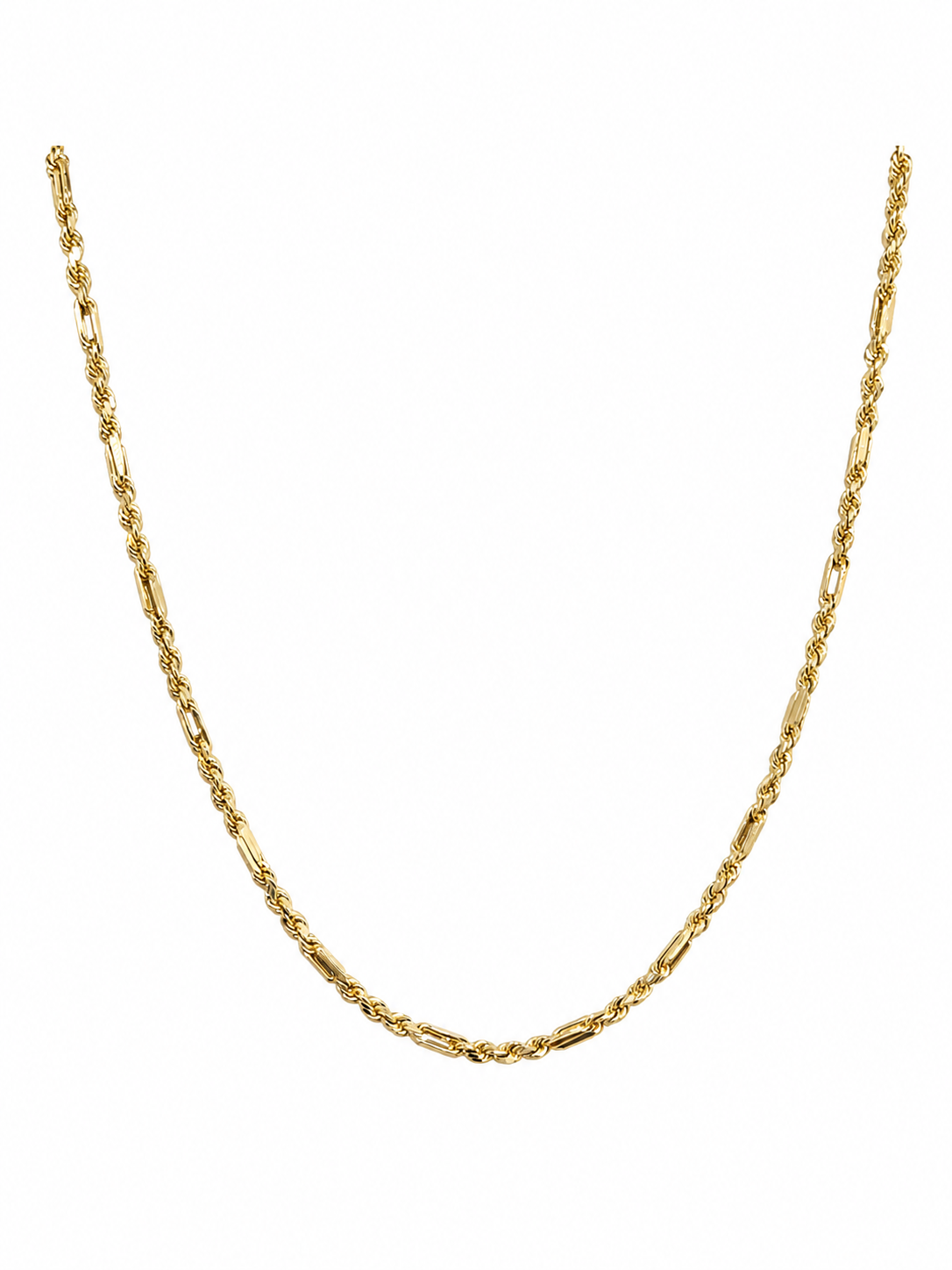 Unisex Cadena Torzal Figaro - 2 mm - 60 cm - Oro 10k Collar para Dama y Caballero REALZA JOYAS