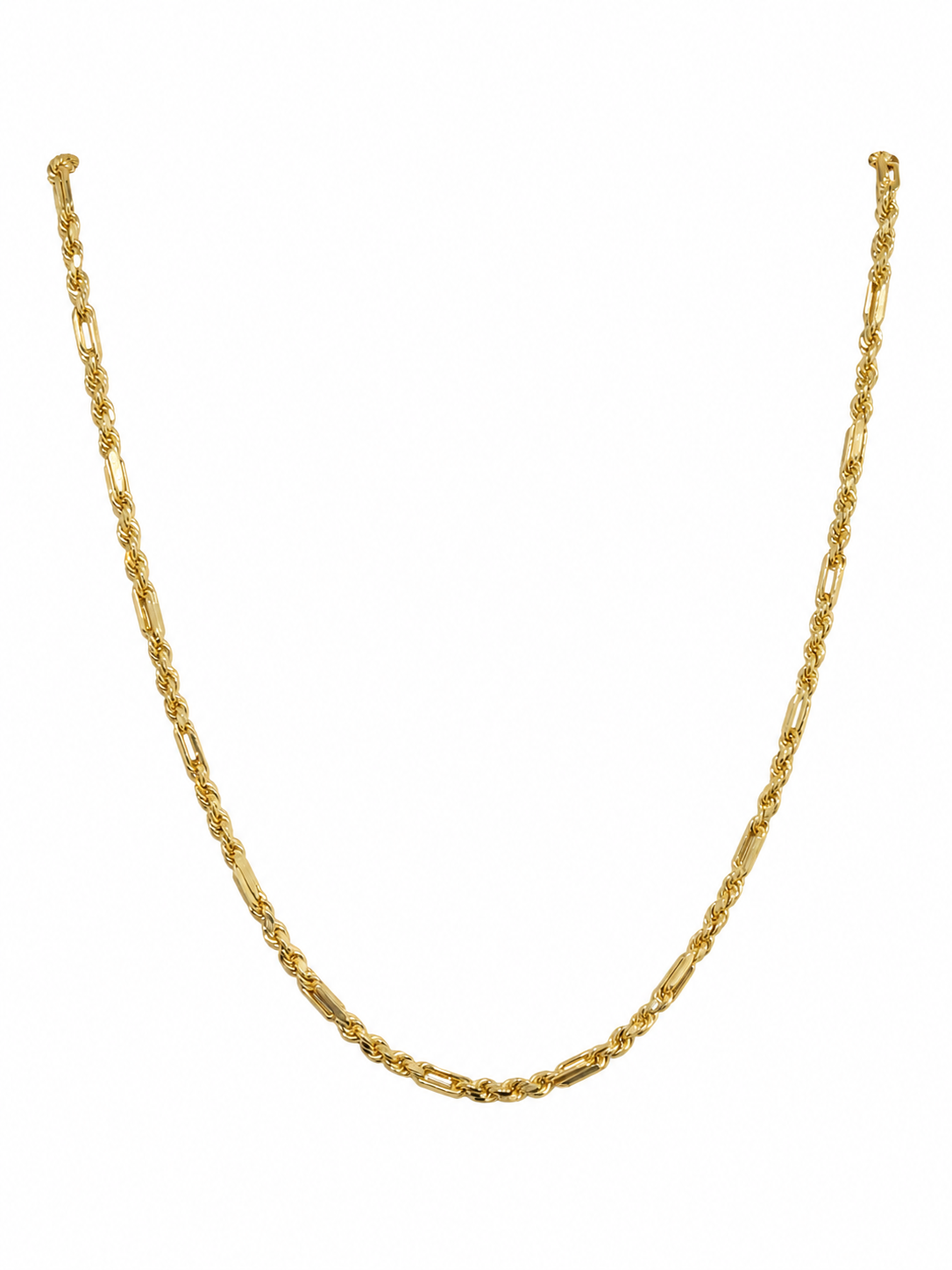 Unisex Cadena Torzal Figaro - 3 mm - 65 cm - Oro 10k Collar para Dama y Caballero REALZA JOYAS