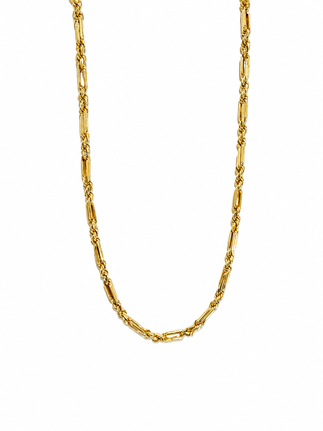 Unisex Cadena Torzal Figaro - 4 mm - 60 cm - Oro 10k Collar para Dama y Caballero REALZA JOYAS