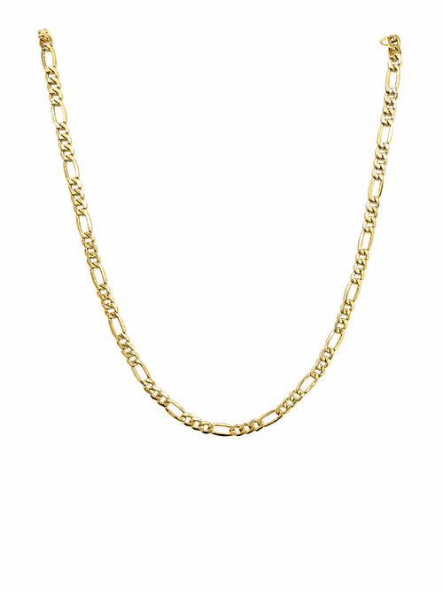 Unisex Cadena Figaro. Eslabon 3y1  Italiano - 4 mm - 55 cm - Oro 10k Collar para Dama y Caballero REALZA JOYAS