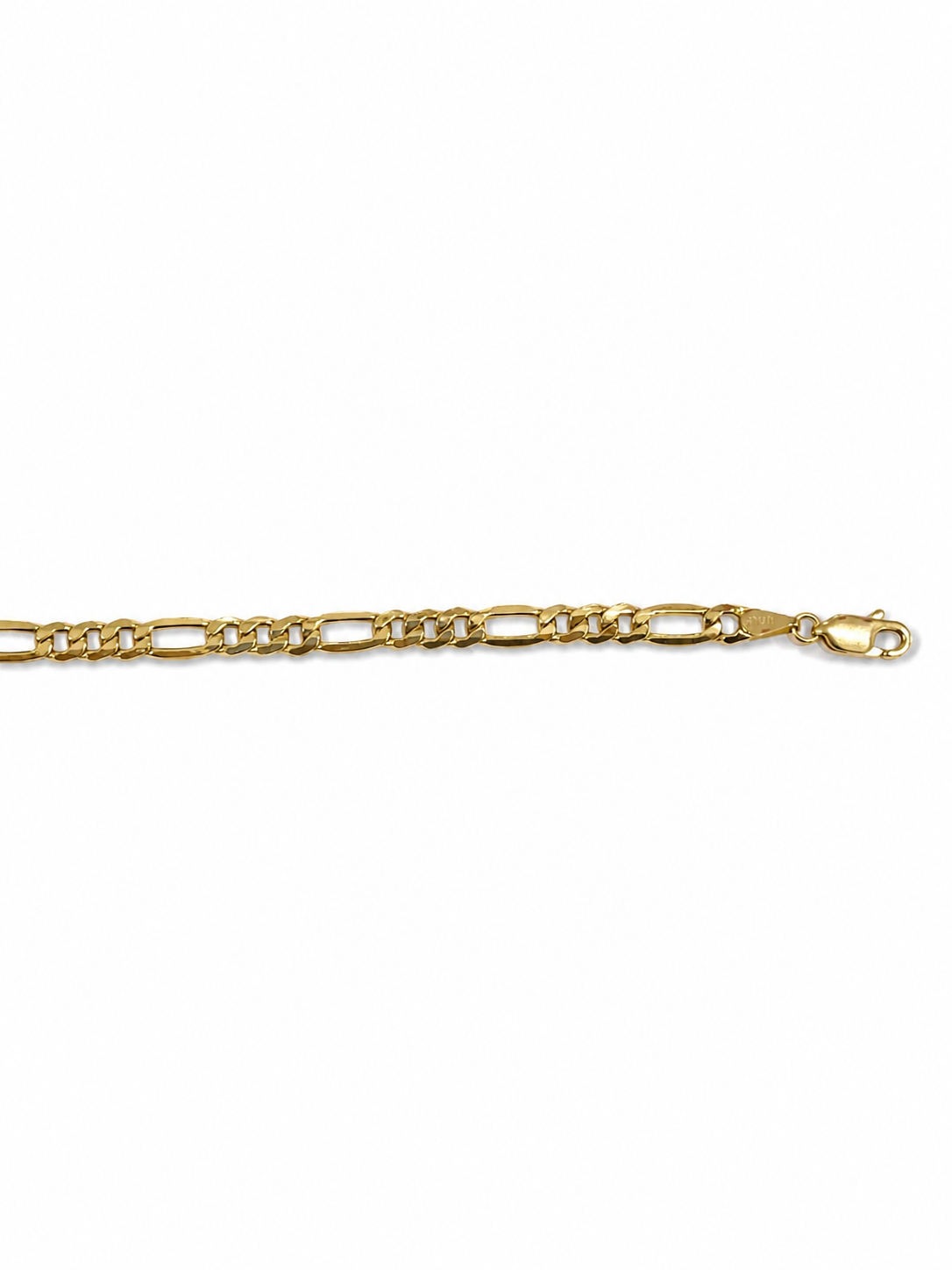 Unisex Cadena Figaro. Eslabon 3y1  Italiano - 4 mm - 55 cm - Oro 10k Collar para Dama y Caballero REALZA JOYAS