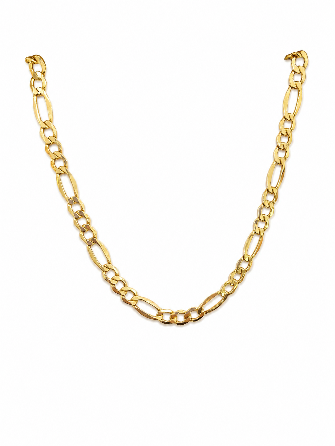 Unisex Cadena Figaro. Eslabon 3y1  Italiano - 7 mm - 65 cm - Oro 10k Collar para Dama y Caballero REALZA JOYAS