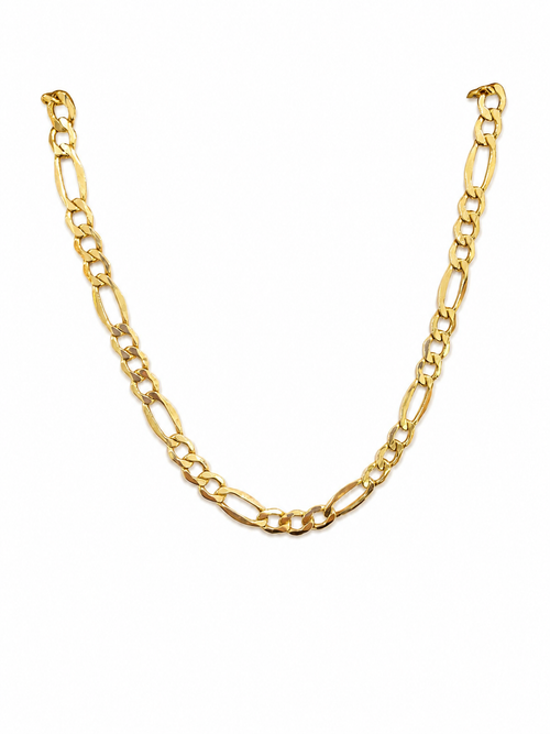 Unisex Cadena Figaro. Eslabon 3y1  Italiano - 7 mm - 60 cm - Oro 10k Collar para Dama y Caballero REALZA JOYAS