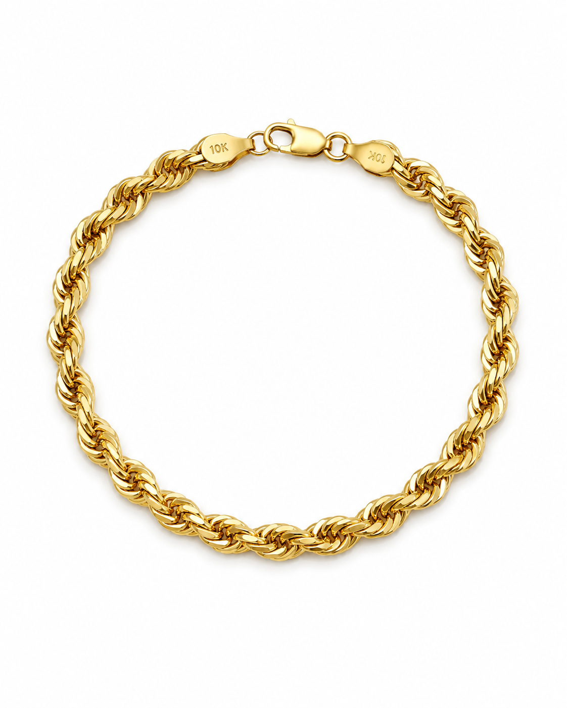 Unisex Pulso Pulsera Tejido Torzal Hueco 6 mm Oro 10k - Esclava Para Dama y Caballero Realza Joyas