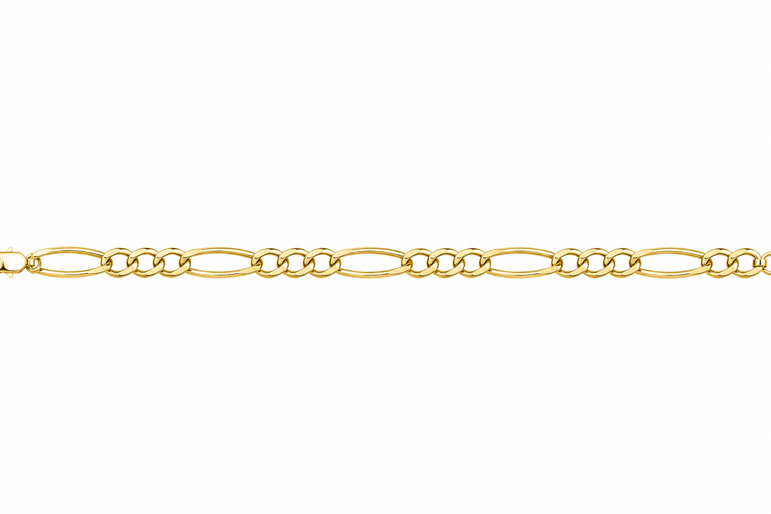 Unisex Cadena Figaro. Eslabon 3y1 - 3.8 mm - 50 cm - Oro 10k Collar para Dama y Caballero REALZA JOYAS