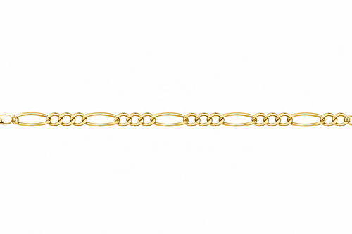 Unisex Cadena Figaro. Eslabon 3y1 - 3.8 mm - 50 cm - Oro 10k Collar para Dama y Caballero REALZA JOYAS