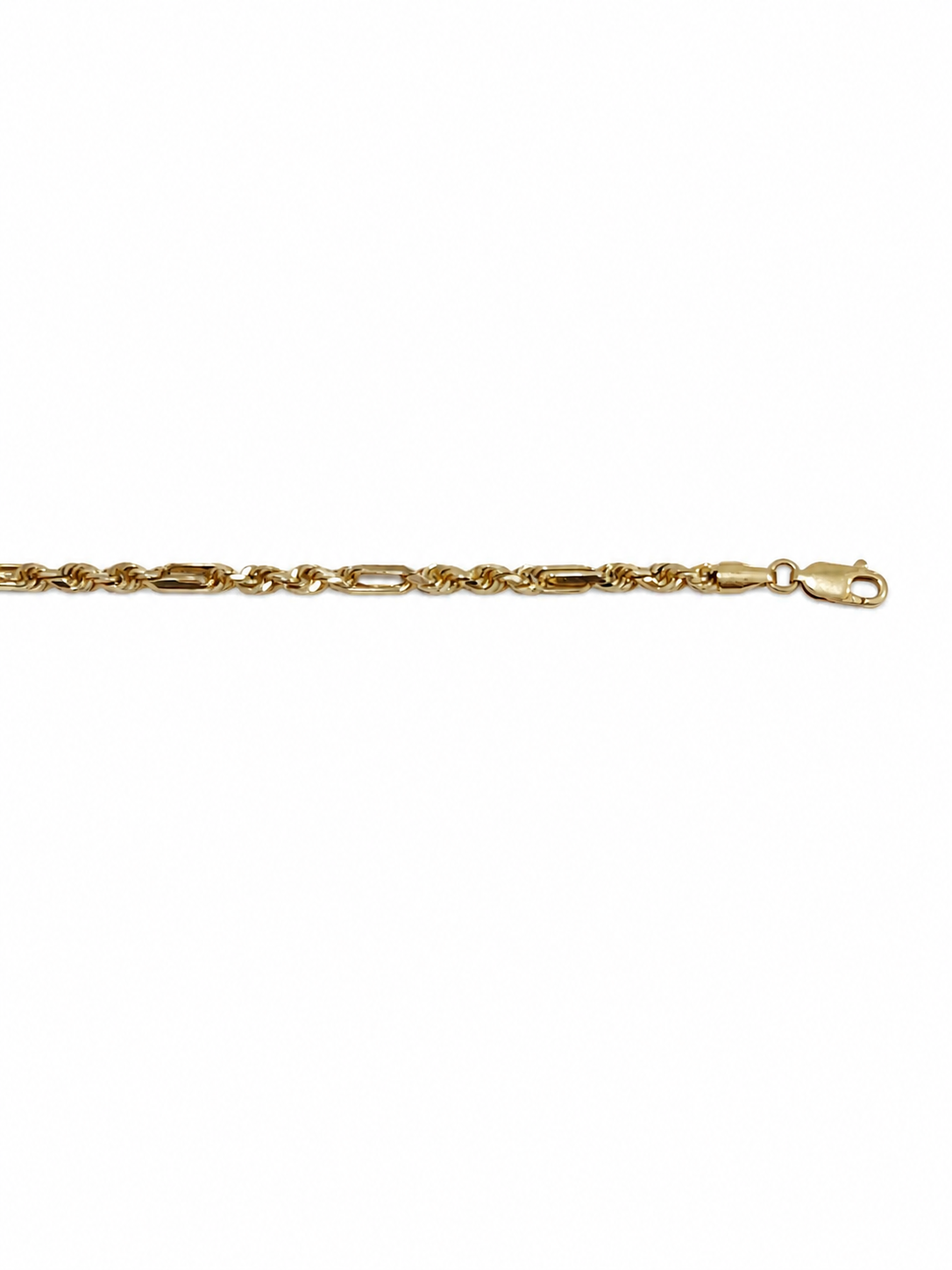 Unisex Cadena Torzal Figaro - 3 mm - 65 cm - Oro 10k Collar para Dama y Caballero REALZA JOYAS