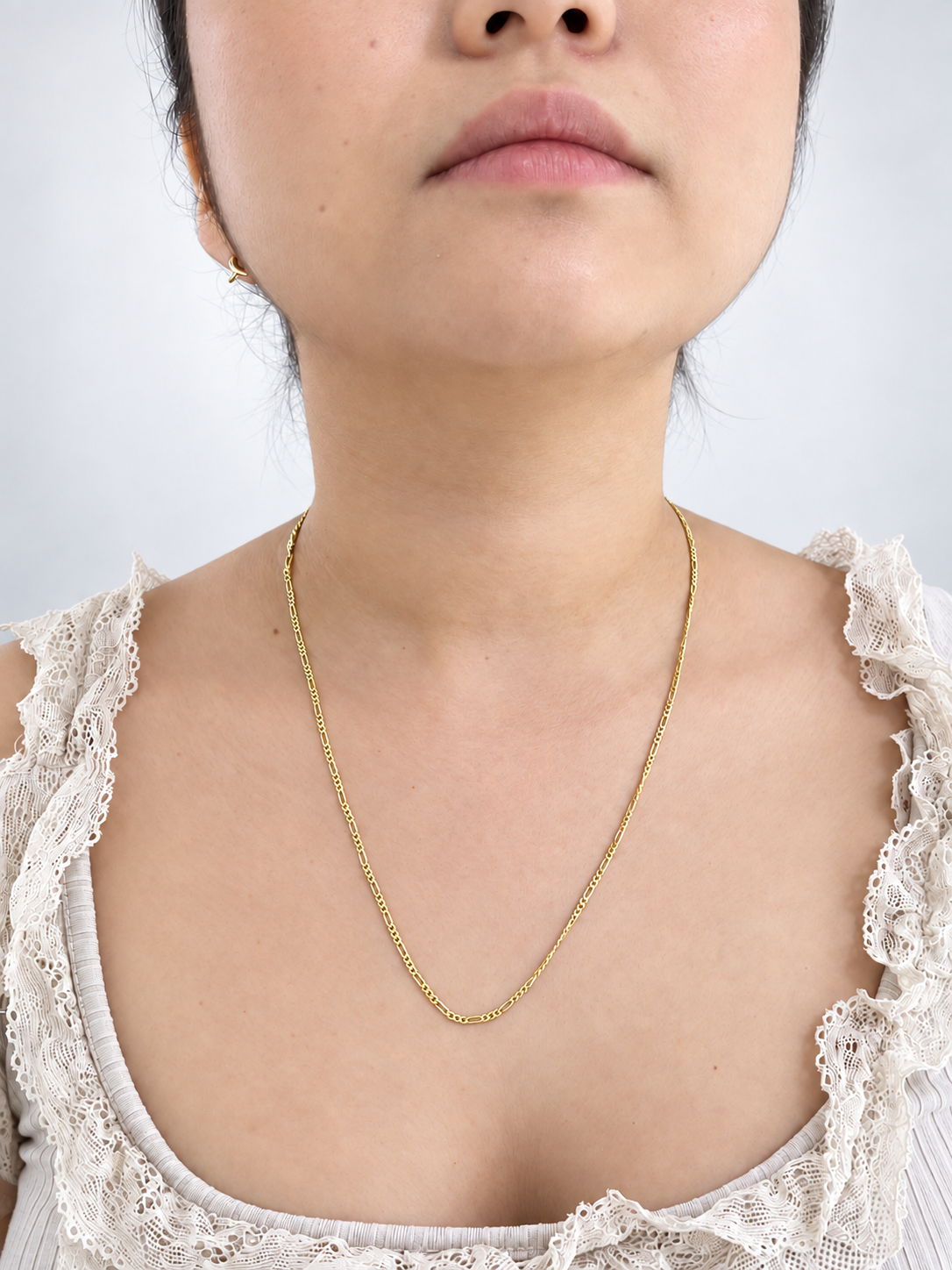 Unisex Cadena Figaro. Eslabon 3y1  Italiano - 2 mm - 50 cm - Oro 10k Collar para Dama y Caballero REALZA JOYAS