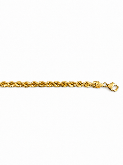 Unisex Pulso Pulsera Tejido Torzal Hueco 4 mm Oro 10k - Esclava Para Dama y Caballero Realza Joyas