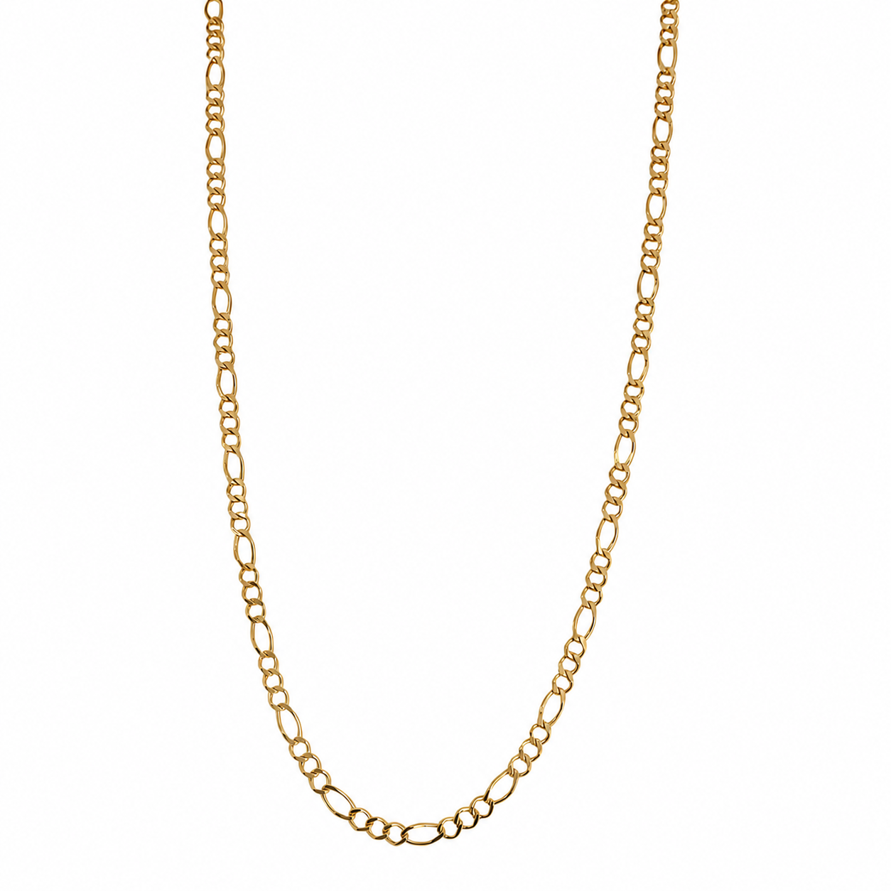 Unisex Cadena Figaro. Eslabon 3y1 - 2 mm - 60 cm - Oro 10k Collar para Dama y Caballero REALZA JOYAS
